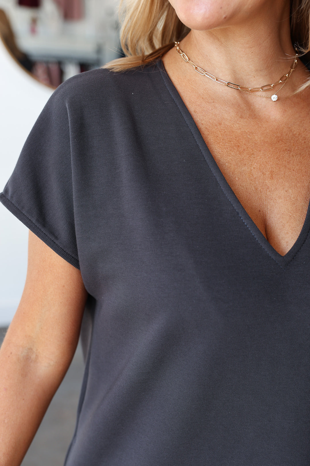 V Neck Maxi Dress - Charcoal