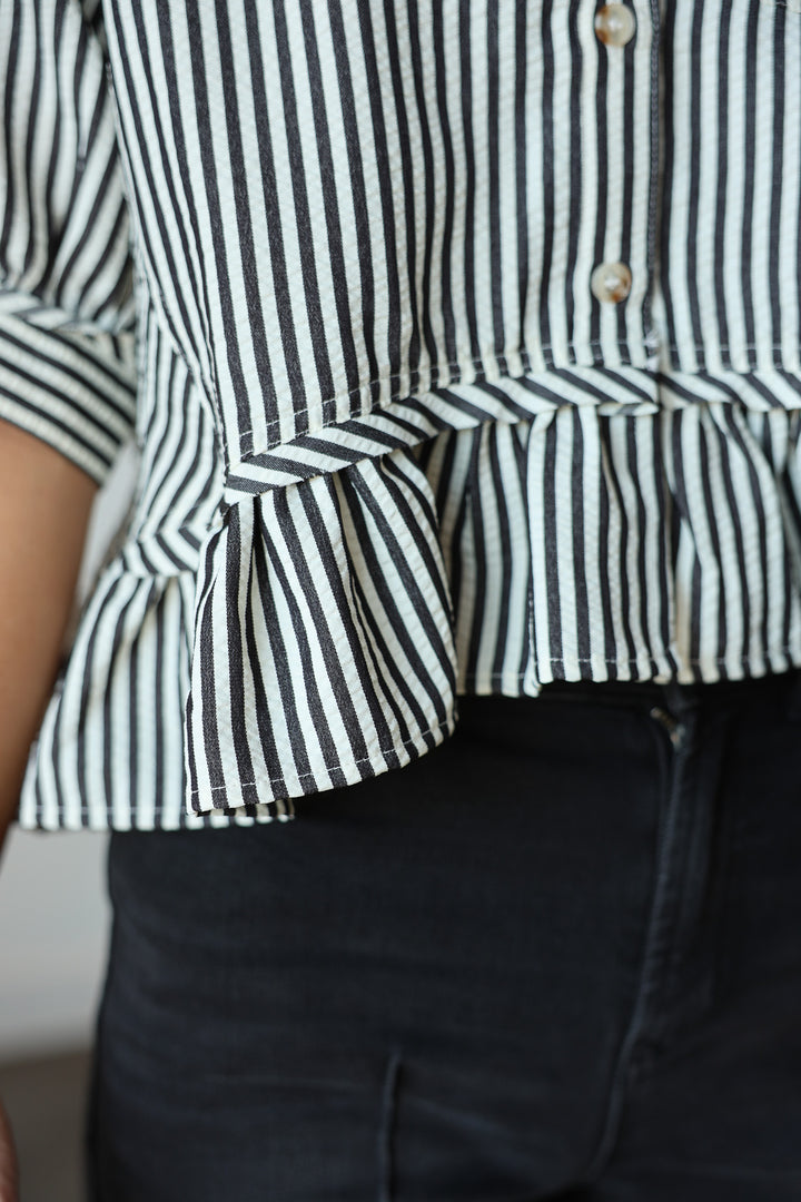 Striped Boxy Top - Black/White