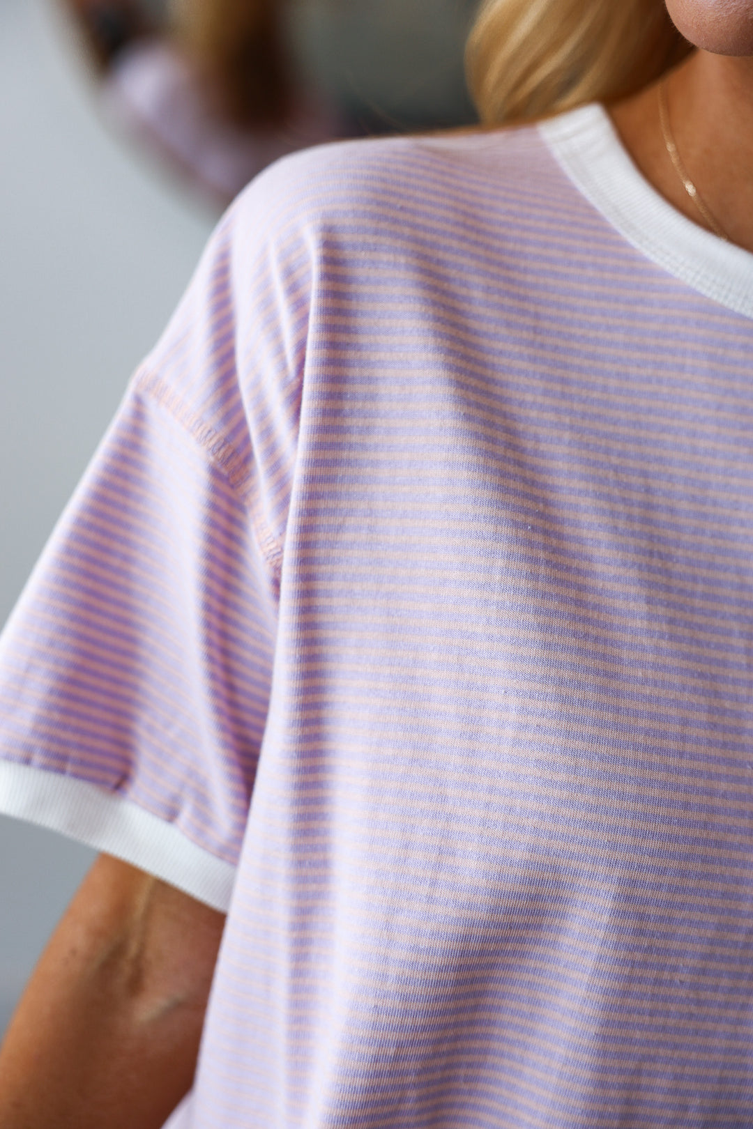 Relaxed Stripe Tee - Blush/Lavender