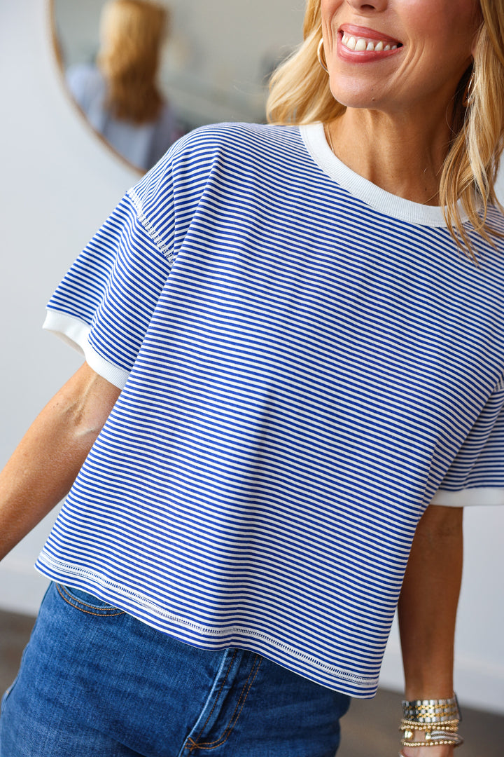 Relaxed Stripe Tee - Royal