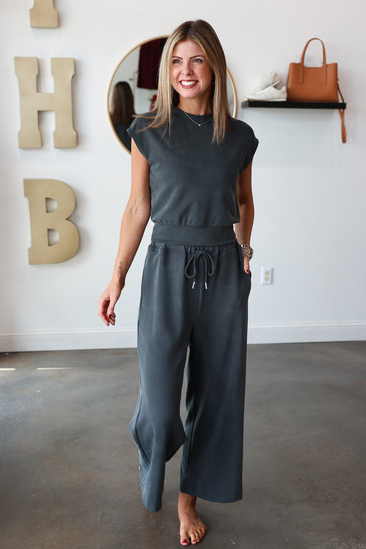 Cap Sleeve Tee - Charcoal