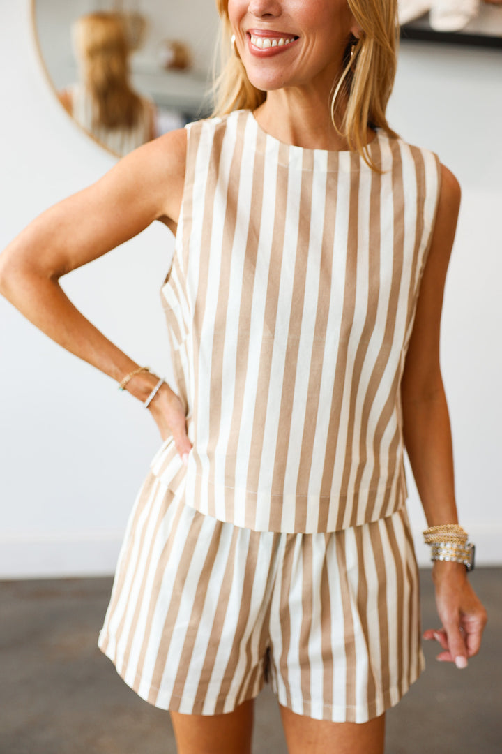 Striped Tank - Mocha/Cream