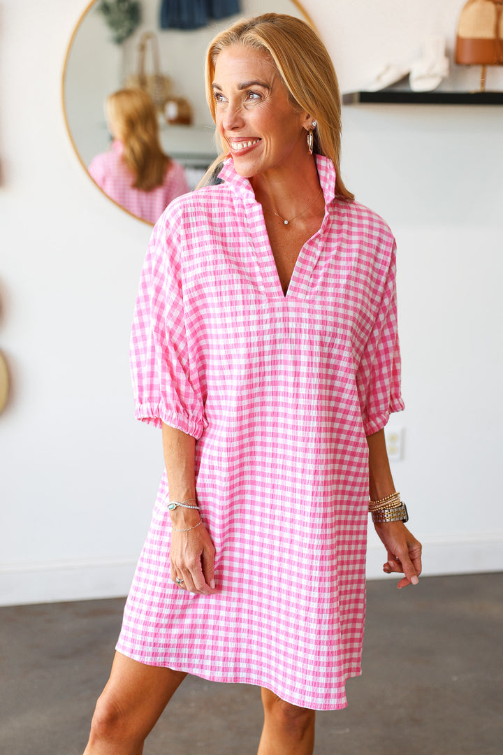 Gingham Dress - Pink