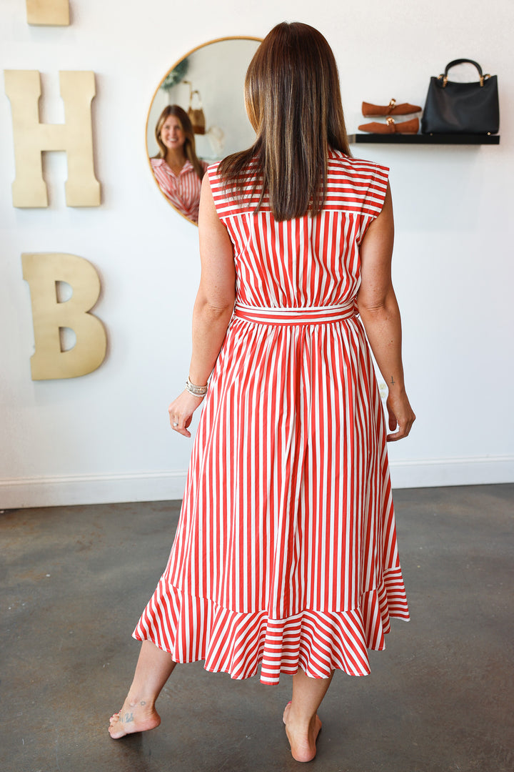 Wrap Front Maxi Dress - Red