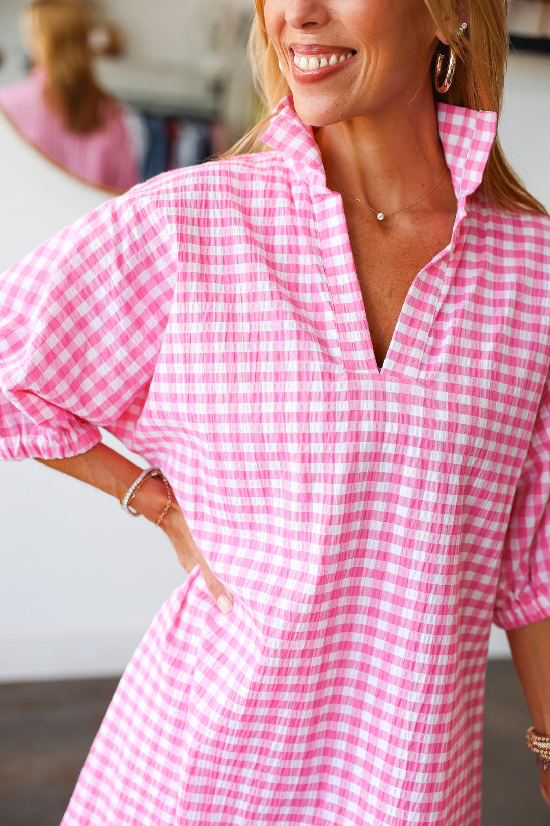 Gingham Dress - Pink