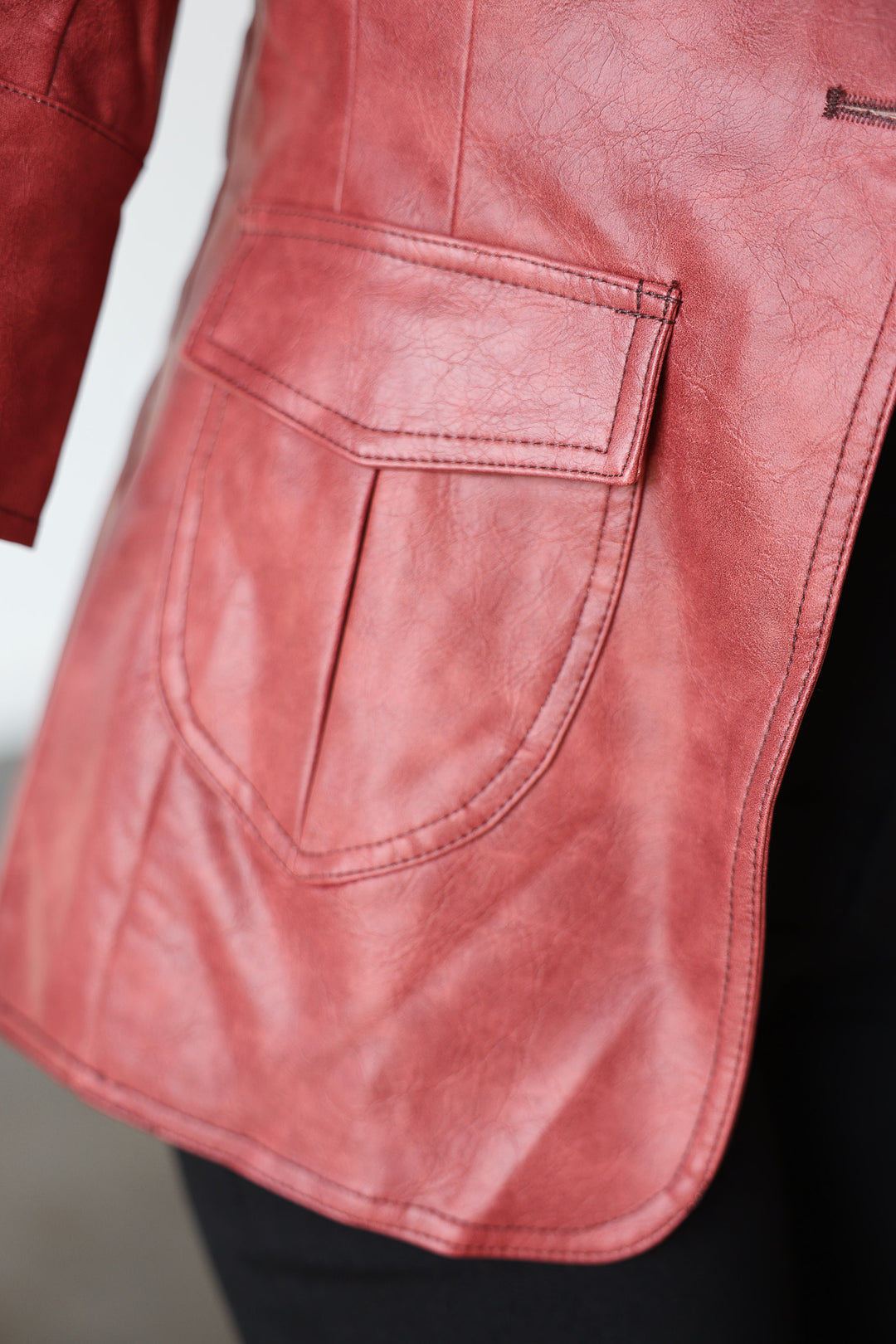 Scrunch Sleeve Faux Leather Jacket