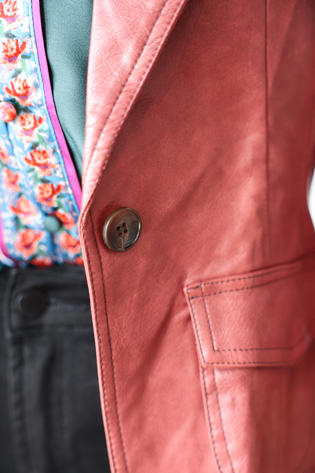 Scrunch Sleeve Faux Leather Jacket