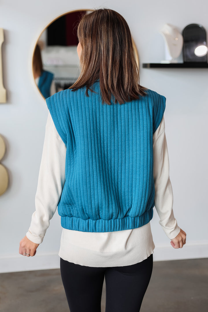 Textured Striped Vest - Teal