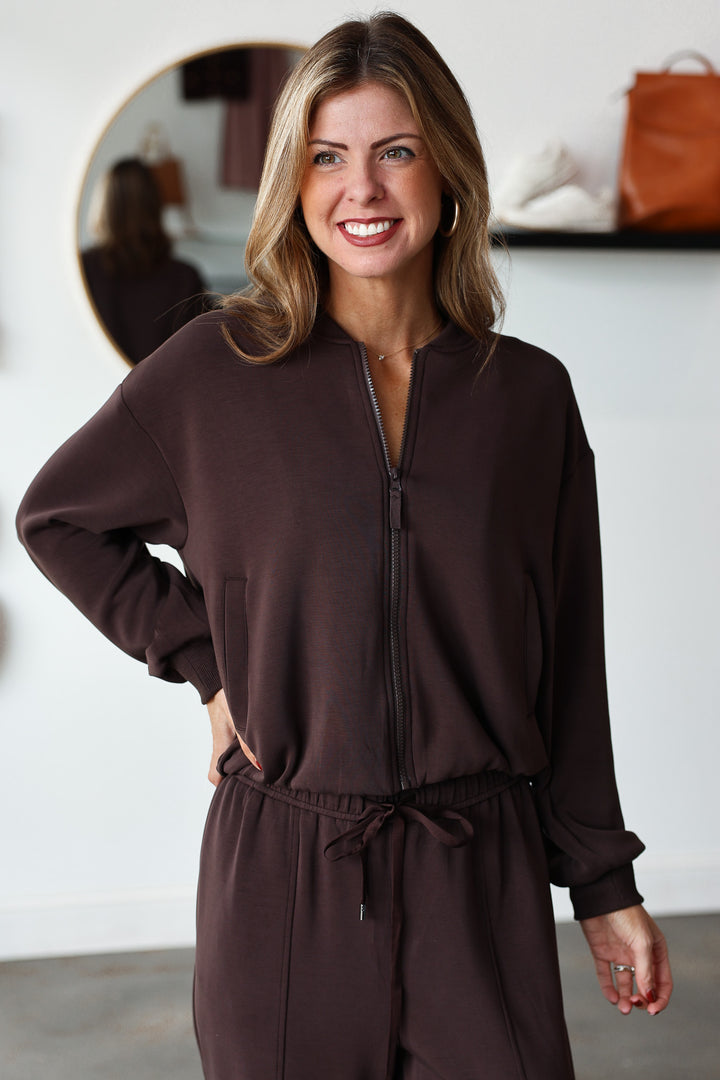 Soft Modal Bomber Jacket - Espresso