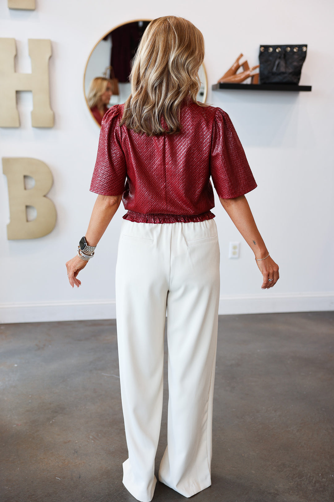 Elastic Waist Dress Pants - Ecru