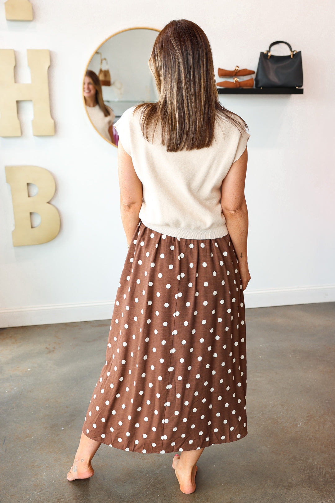 Mixed Media Layered Dress - Ecru/Brown