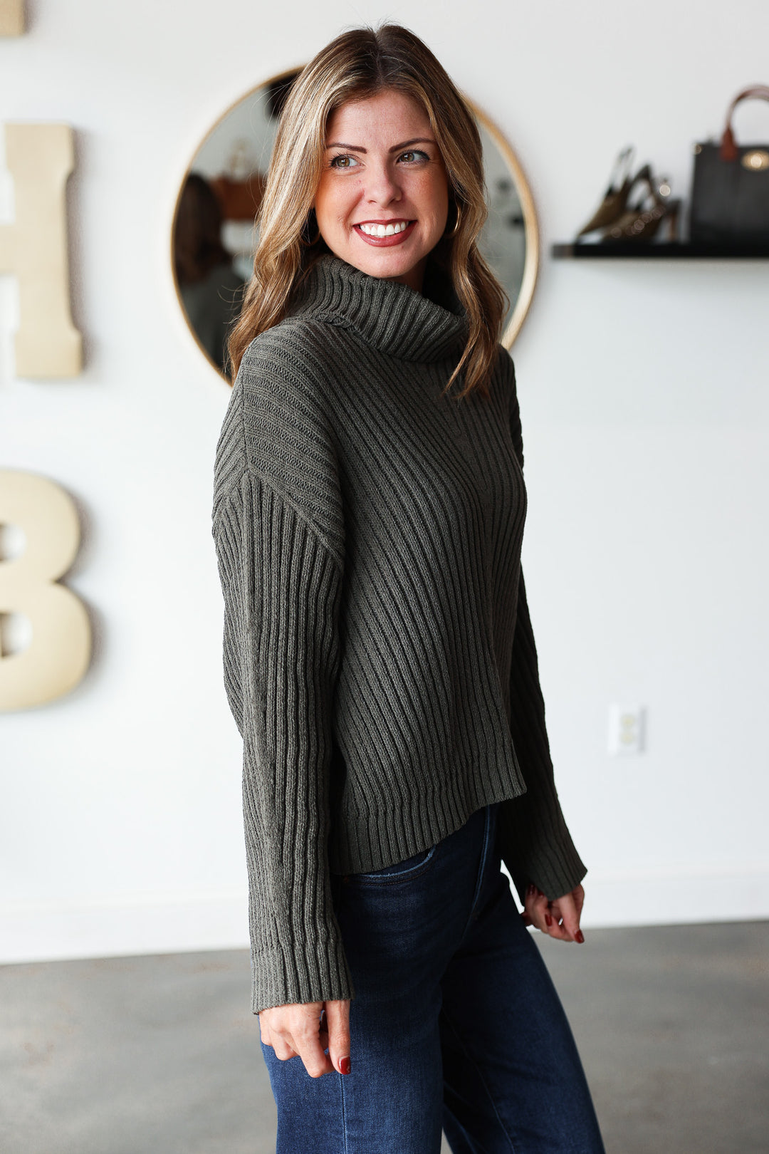 Chunky Turtleneck Sweater - Green