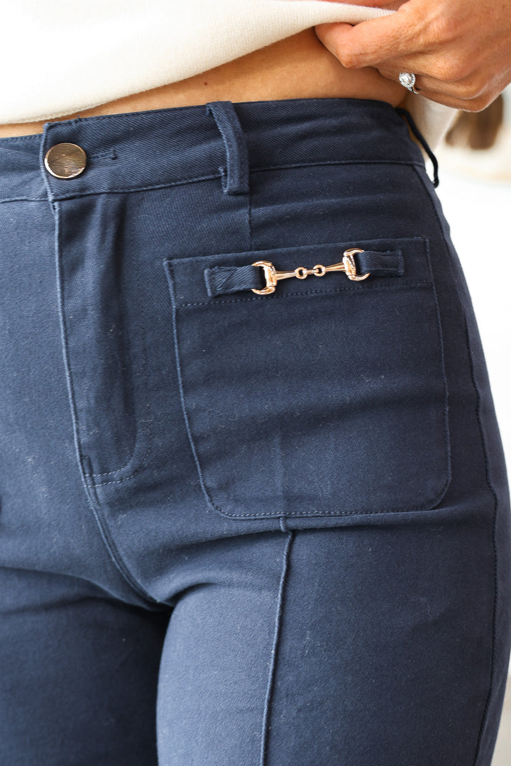 Front Pocket Pants - Navy