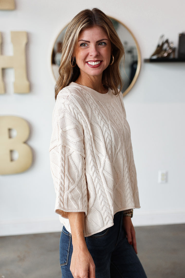 Cable Knit Sweater - Ecru