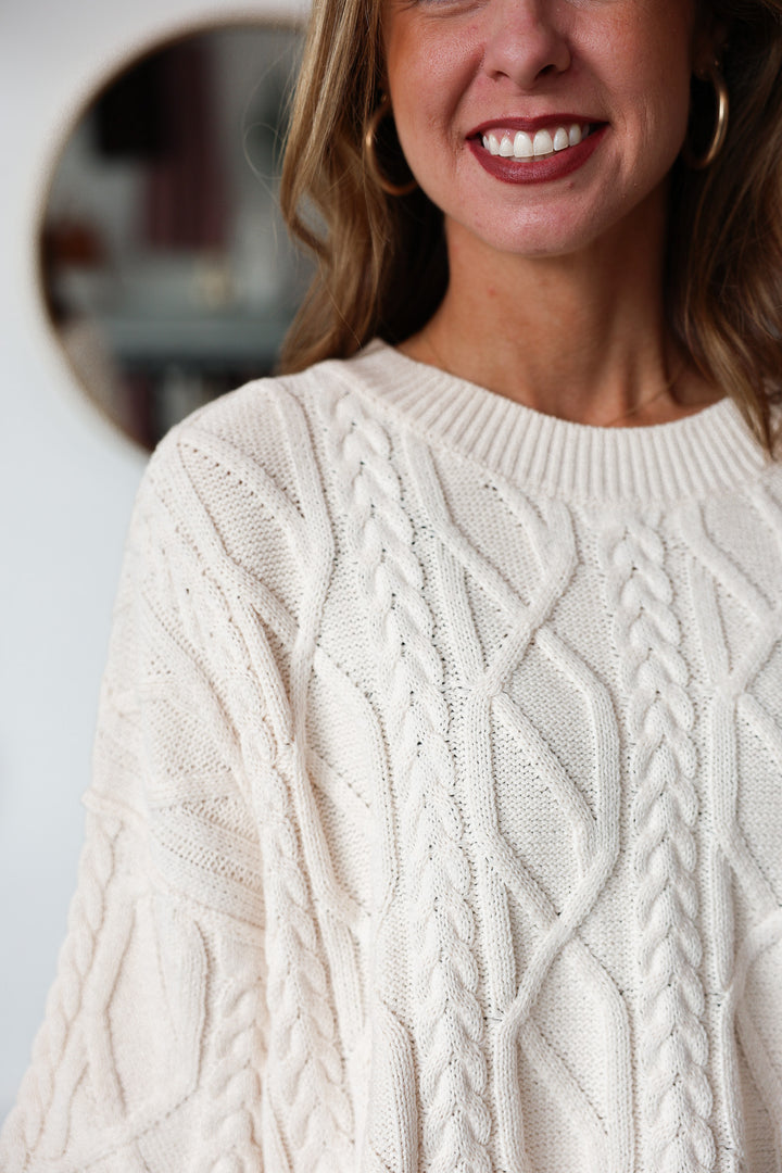 Cable Knit Sweater - Ecru
