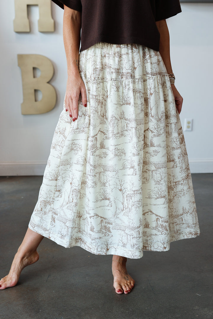 Printed Midi Skirt