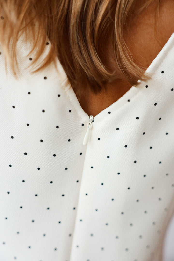 Sleeveless Dot Dress - Cream