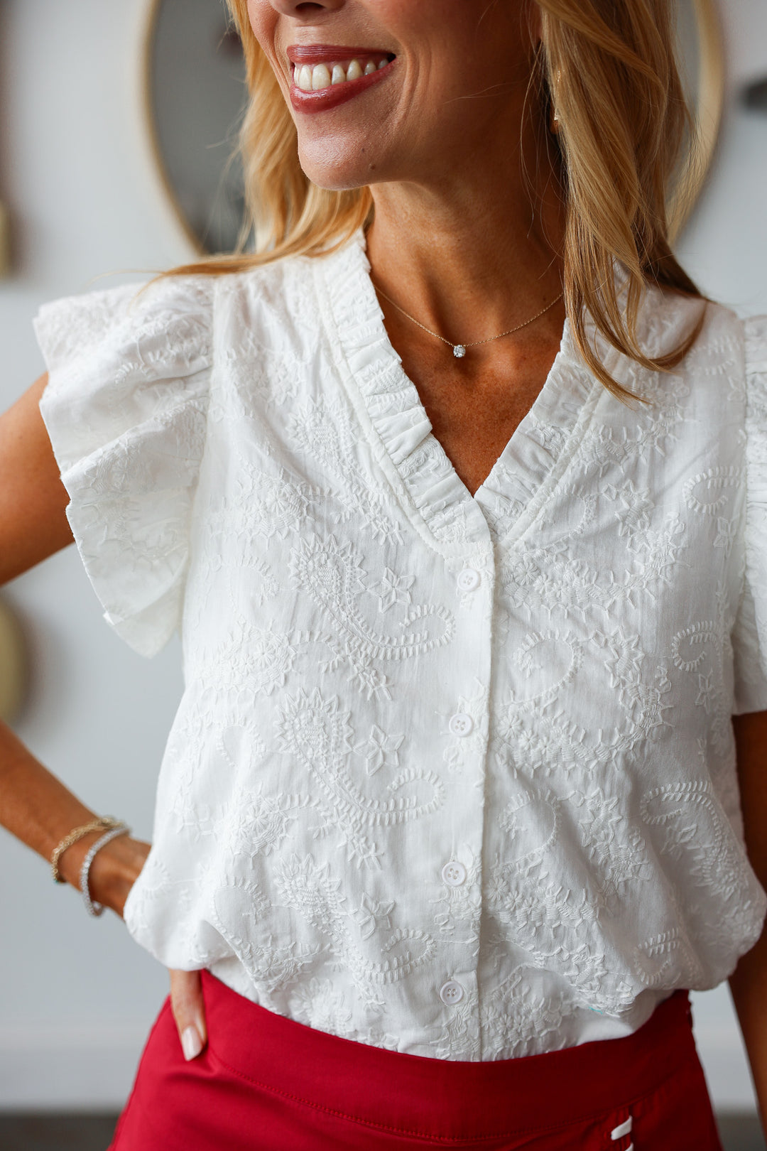 Embroidered Top - White