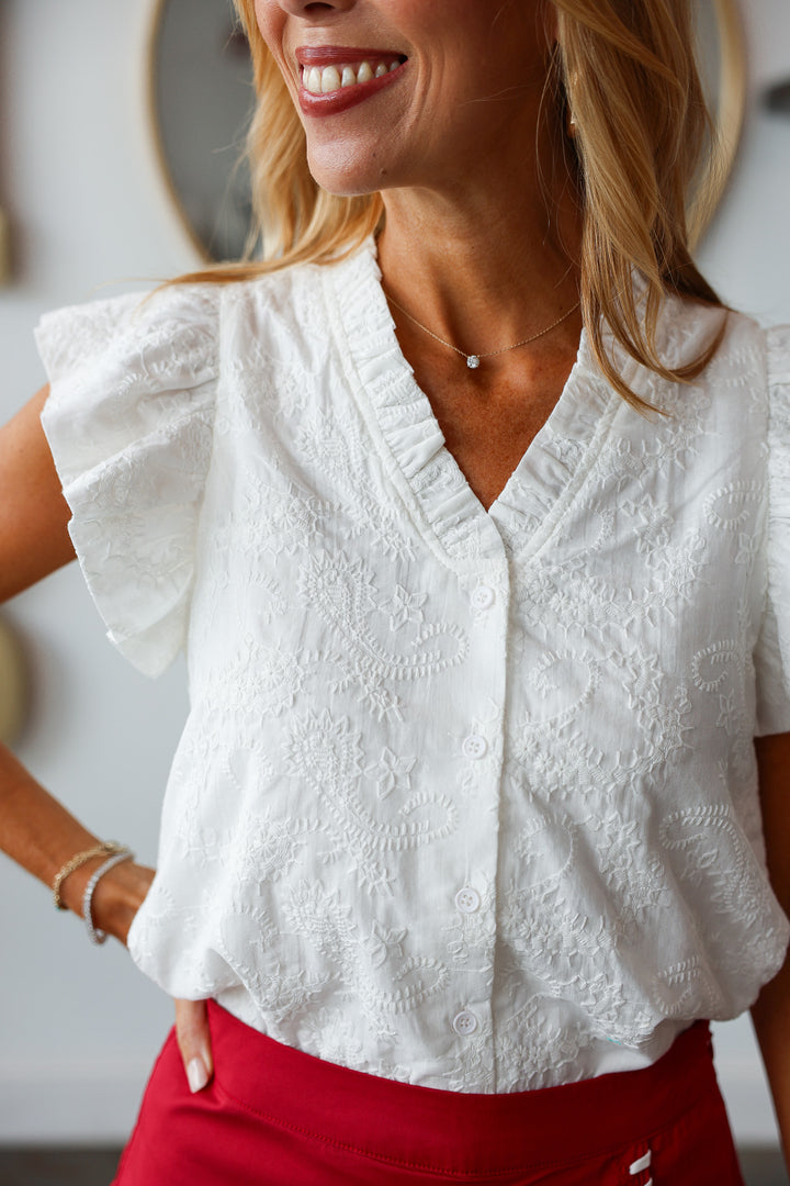 Embroidered Top - White