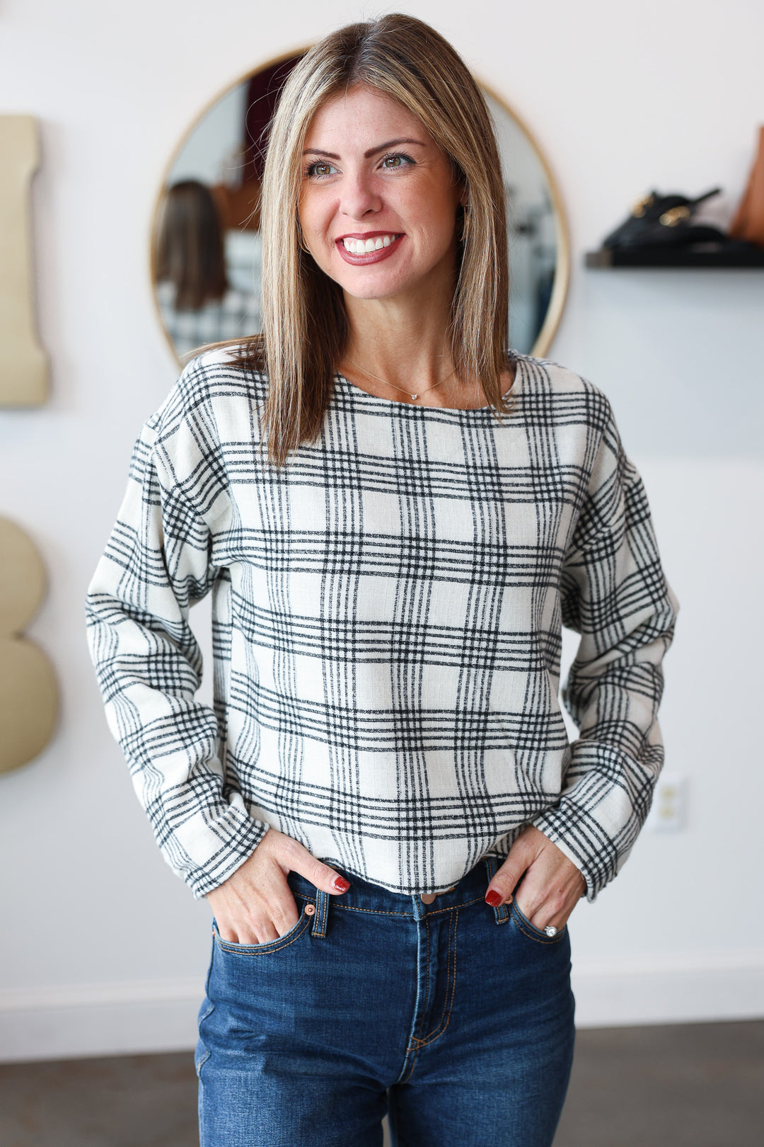 Plaid Long Sleeve Top