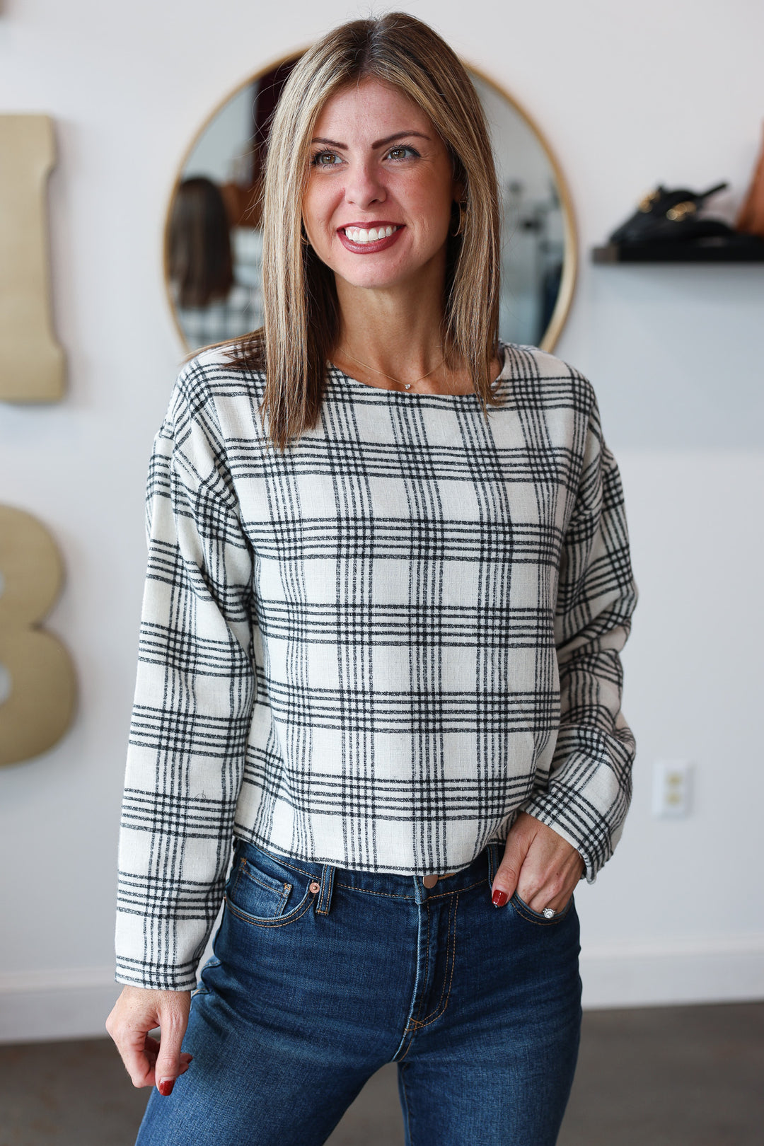 Plaid Long Sleeve Top