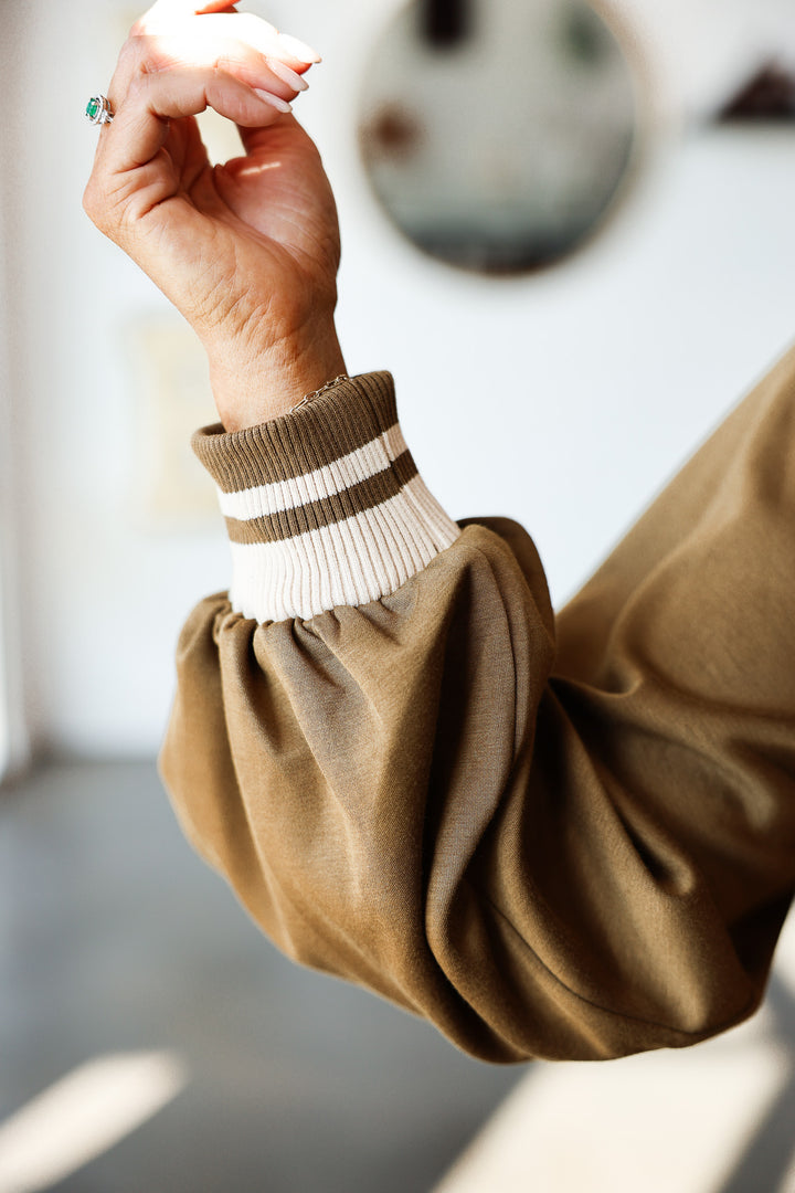 Quarter Zip Long Sleeve Top - Olive