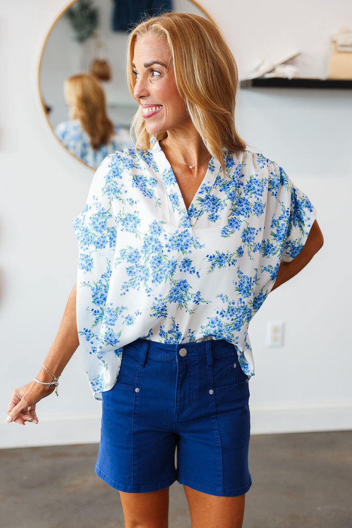 Floral Chiffon Top - Blue