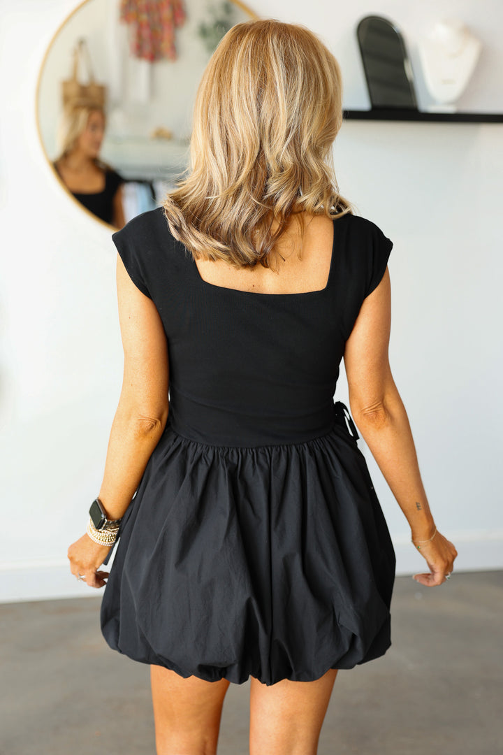 Bubble Hem Dress - Black
