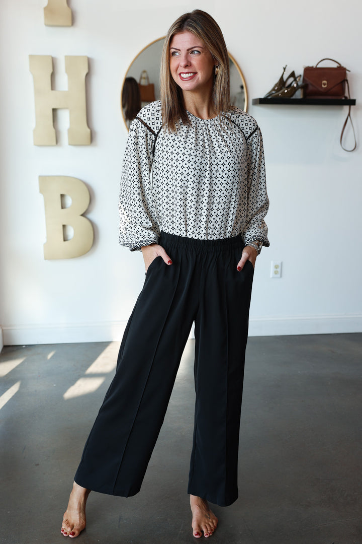 Elastic Waist Dress Pants - Black