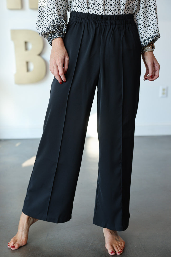 Elastic Waist Dress Pants - Black
