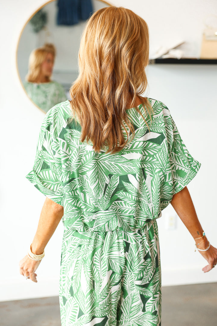 Printed Palm Top - Green