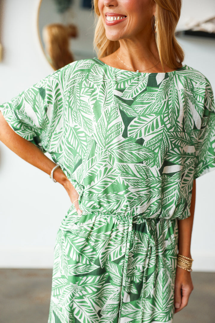 Printed Palm Top - Green