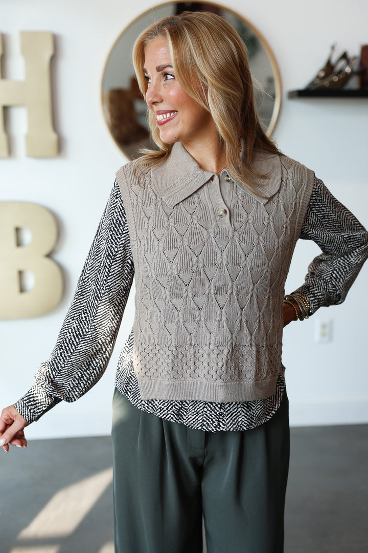 Layered Blouse - Taupe