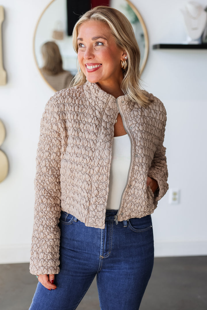 Quilting Puff Jacket - Taupe