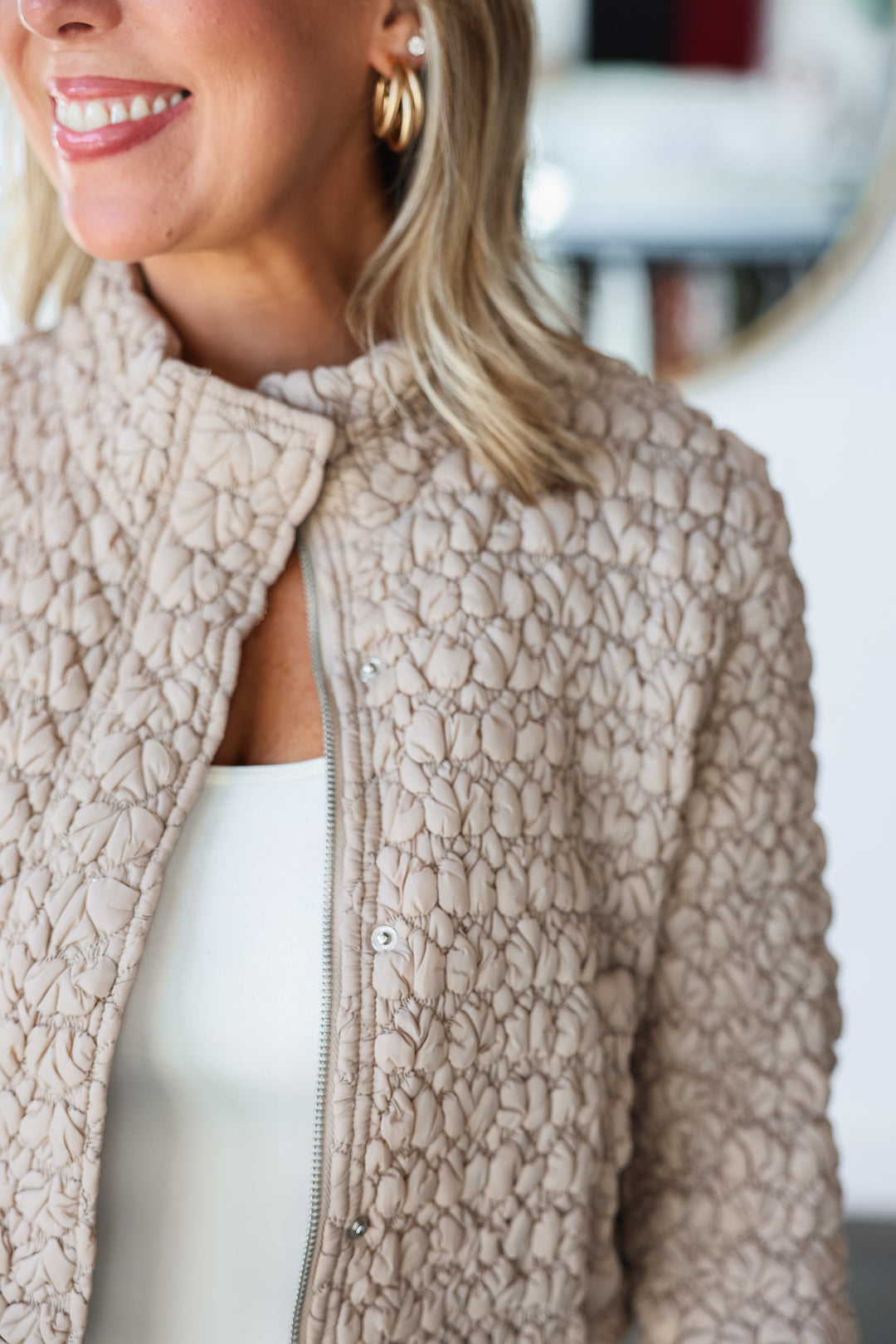 Quilting Puff Jacket - Taupe