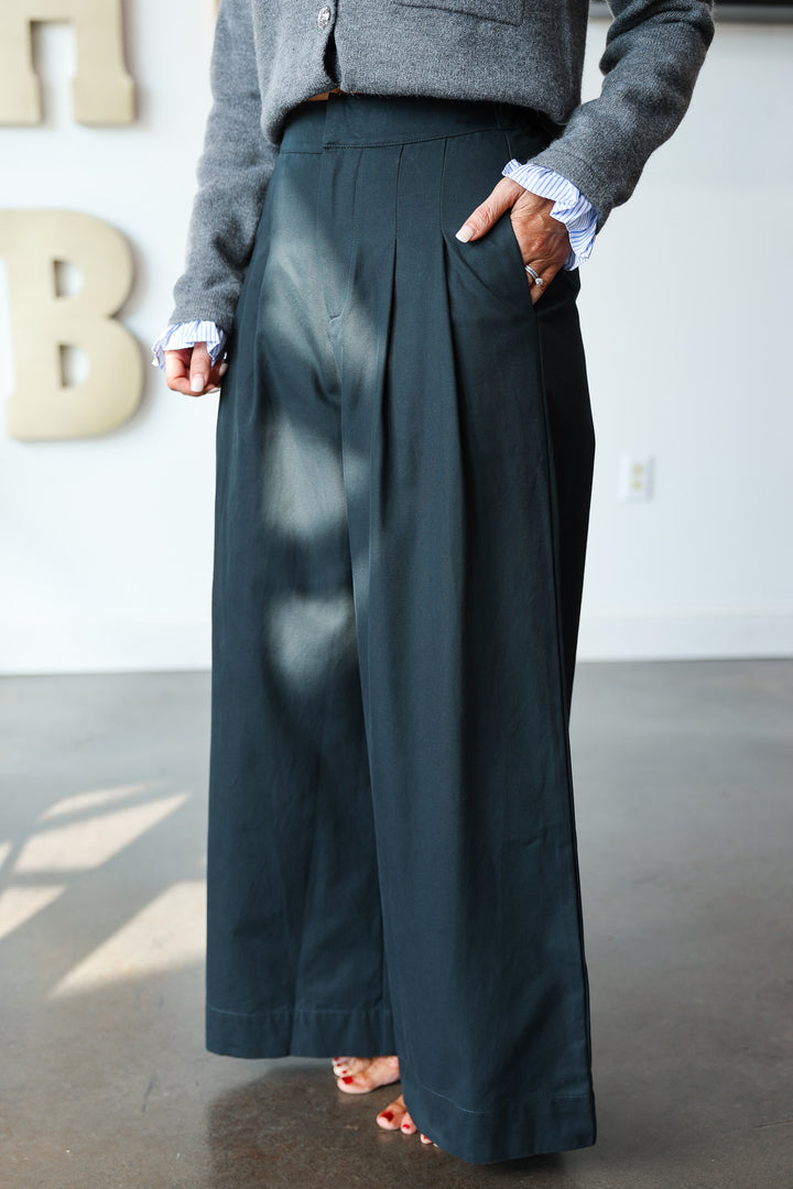 Wide Leg Trousers - Navy