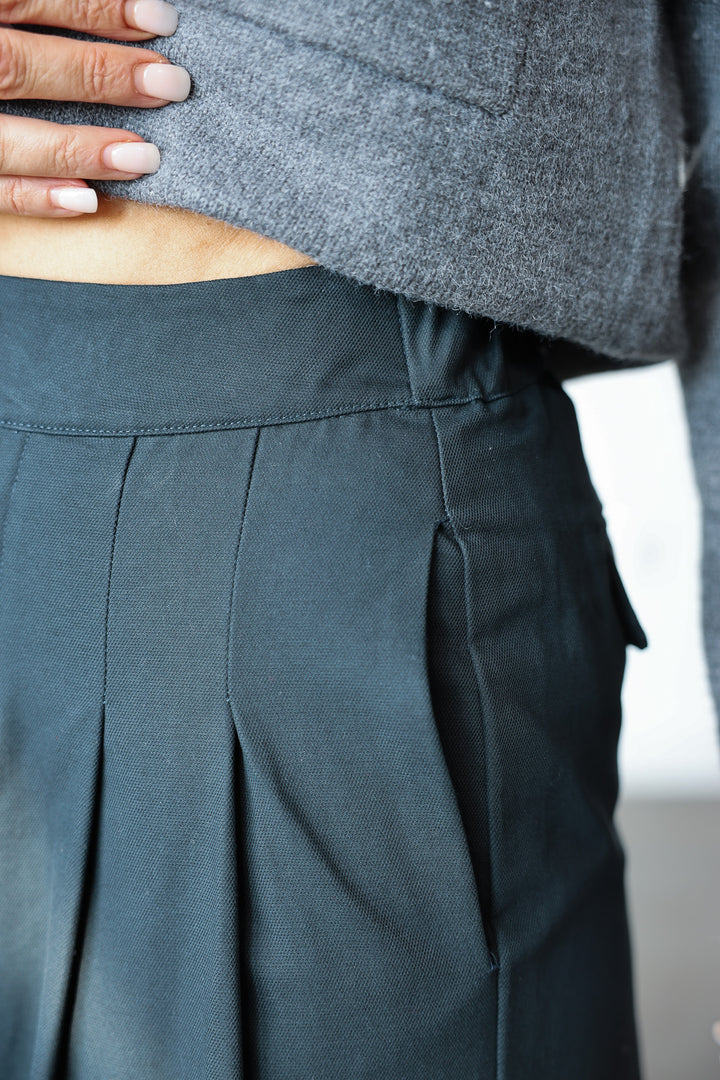 Wide Leg Trousers - Navy