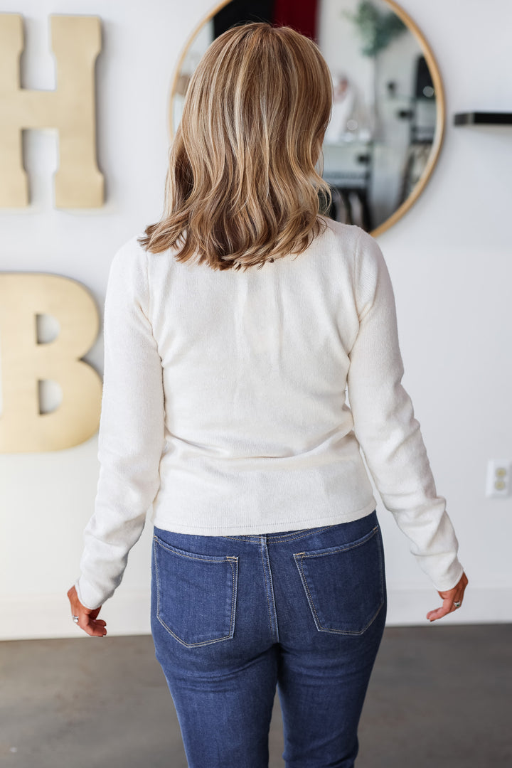 Button Front Sweater - Cream