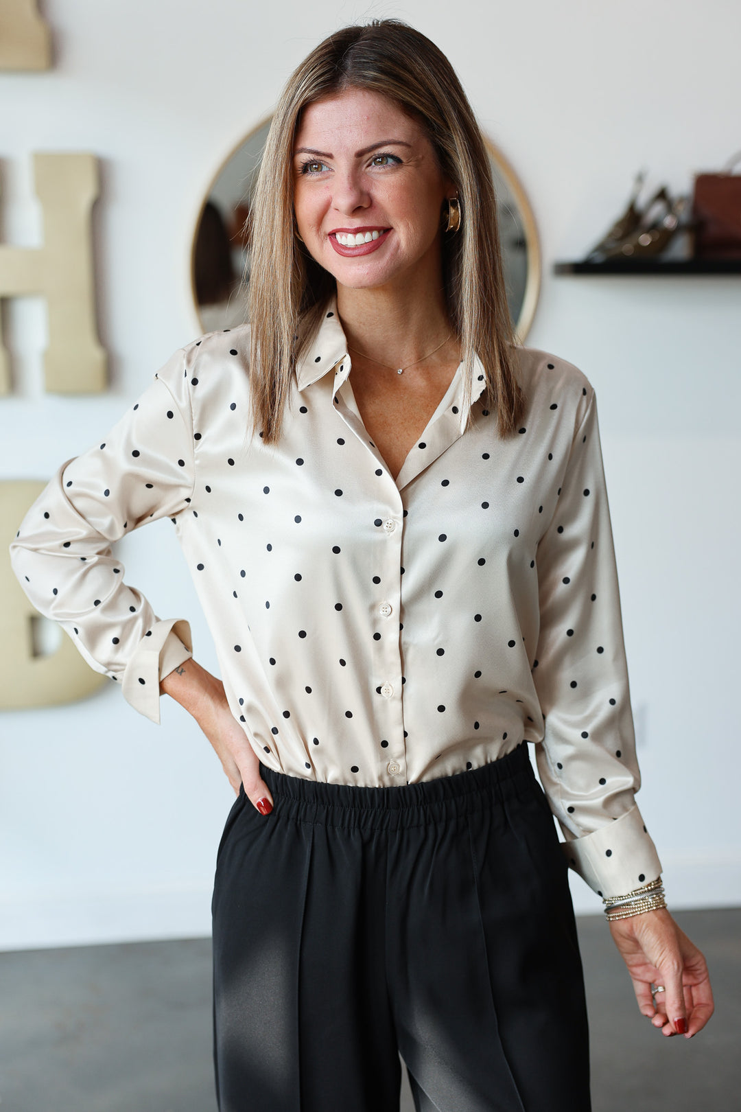 Polka Dot Button Down