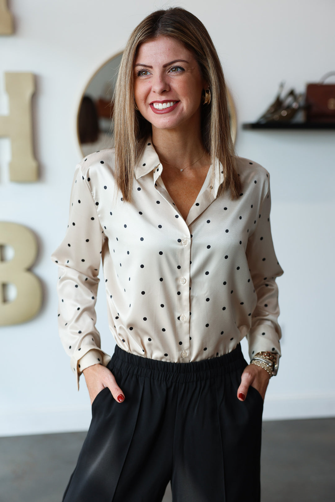 Polka Dot Button Down