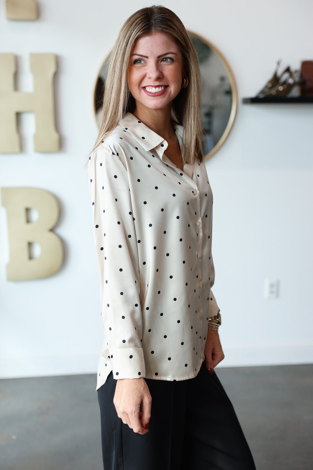 Polka Dot Button Down