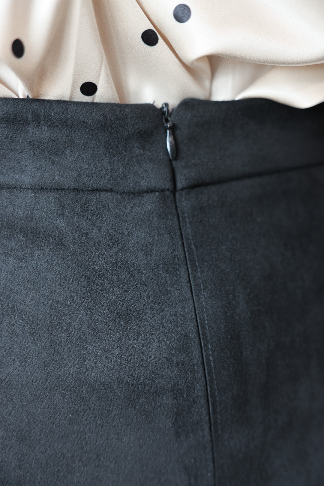 Belted Suede Midi Skirt - Black