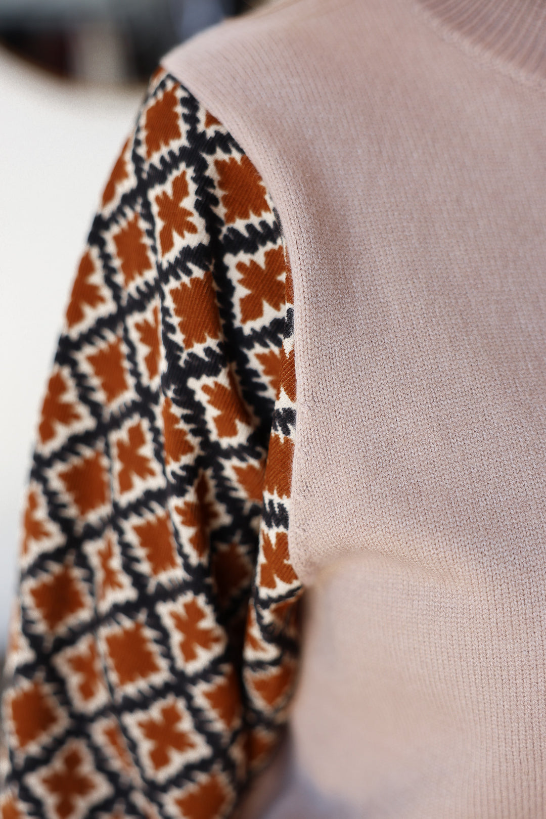 Printed Sleeve Knit Top