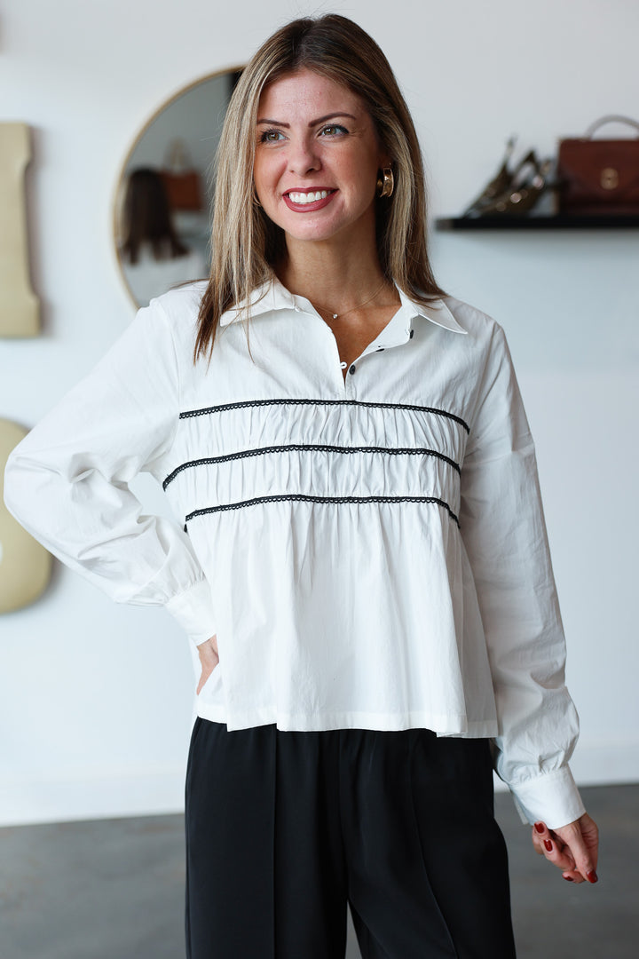 Trim Detail Top - White/Black