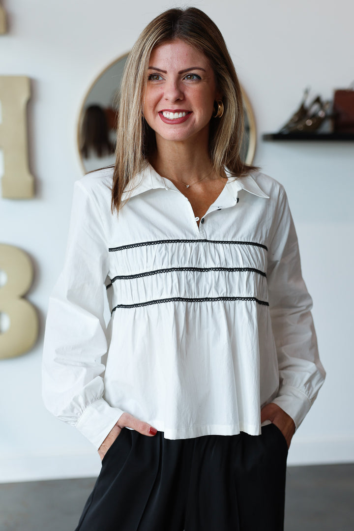 Trim Detail Top - White/Black
