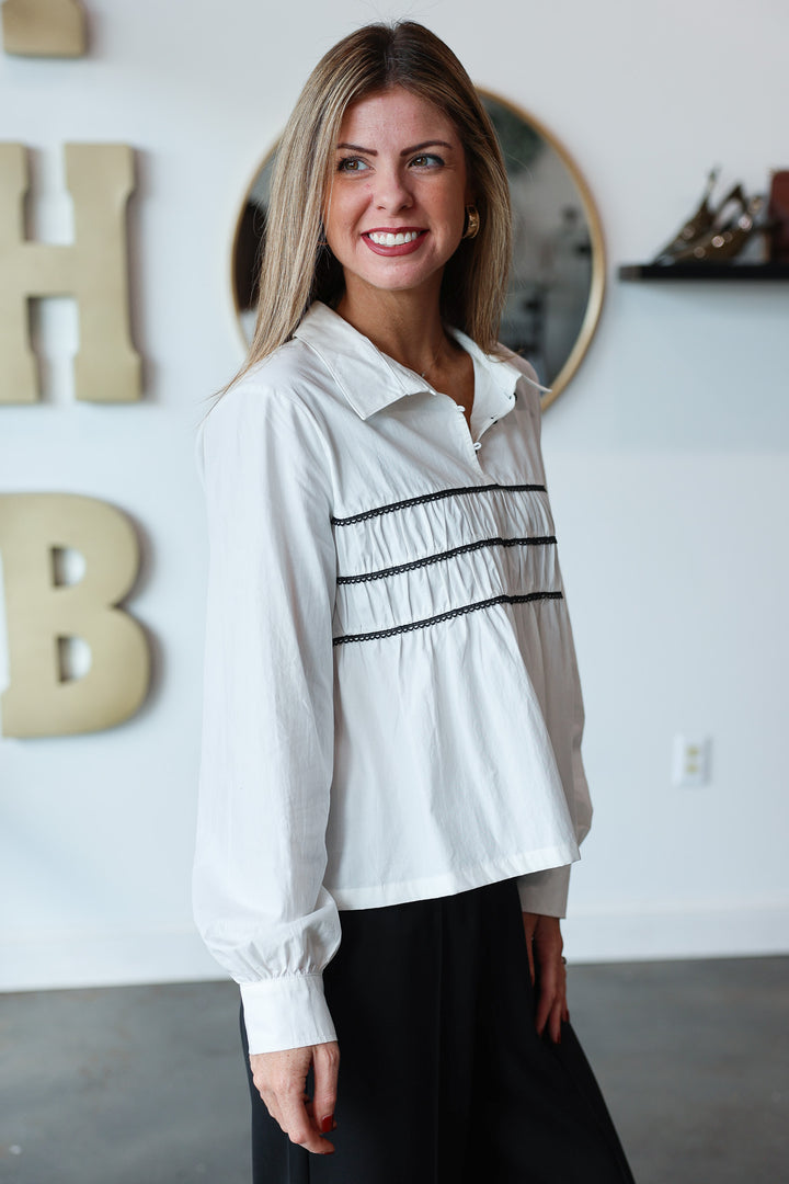 Trim Detail Top - White/Black