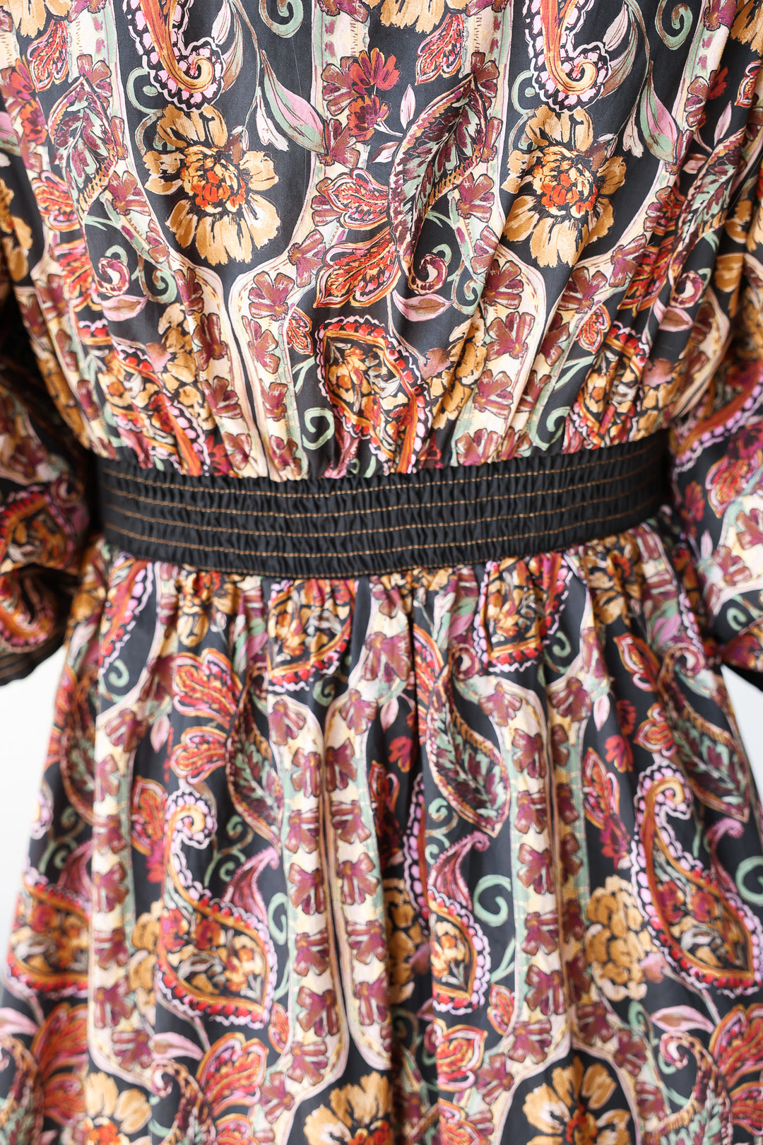 Front Zip Floral Contrast Dress