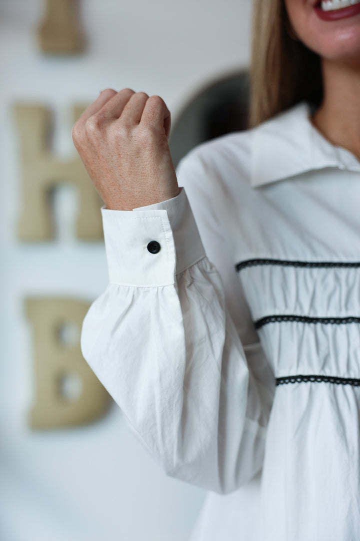 Trim Detail Top - White/Black