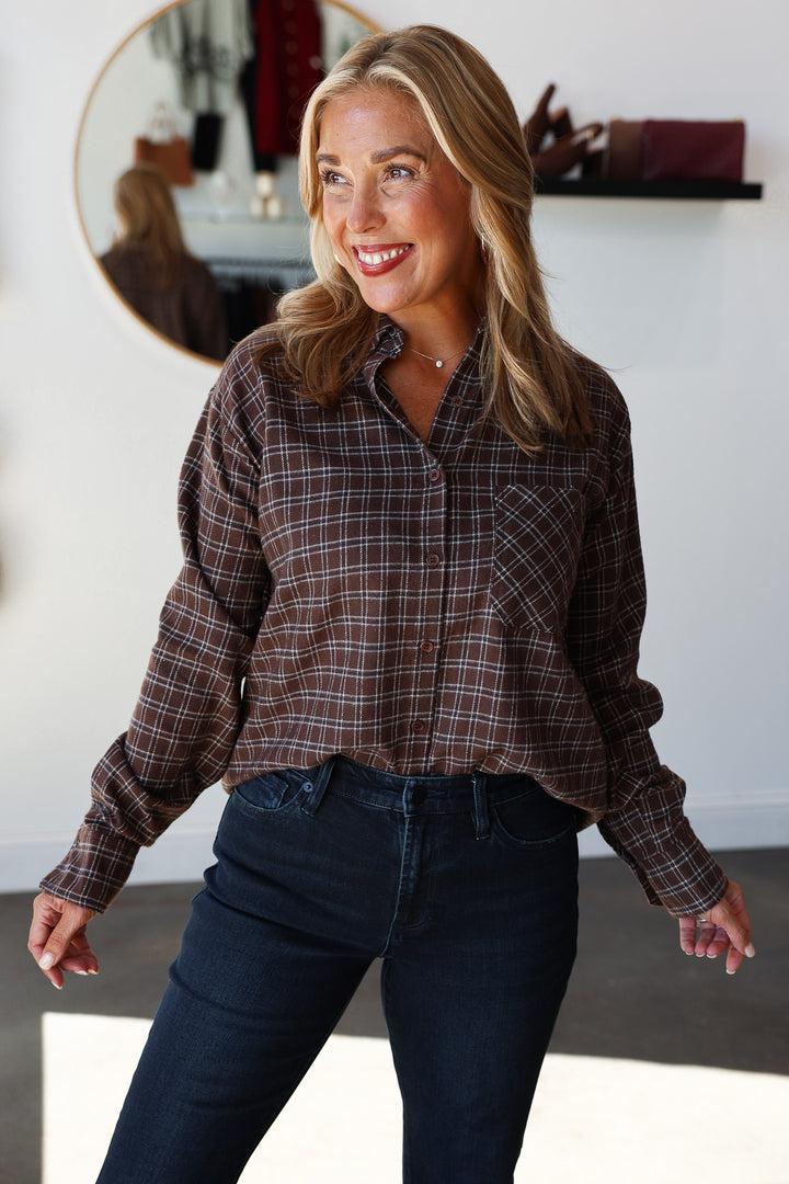 Plaid Button Down - Brown