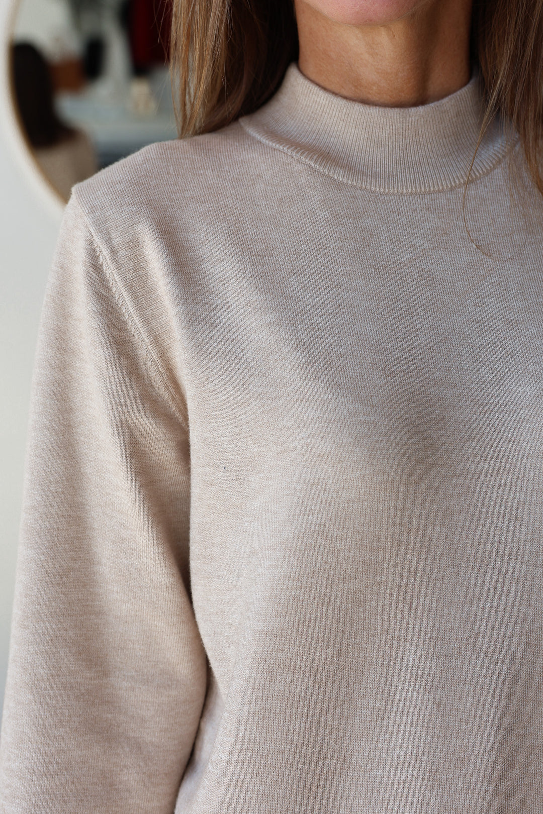 Mock Neck Knit Maxi Dress - Oatmeal